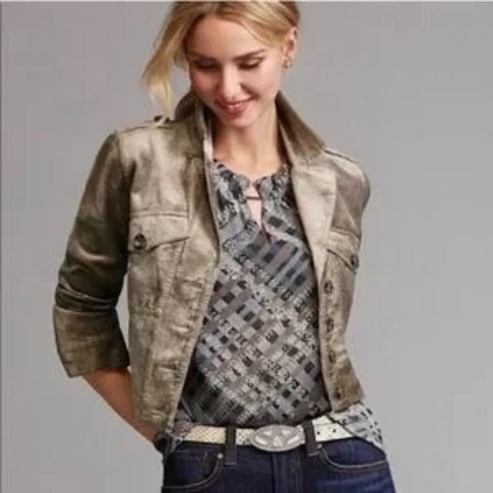 Cabi Graph Trellis gray taupe striped floral sleeveless top size Medium #3451‎